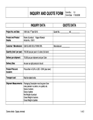 Inquiry and Quote Form
