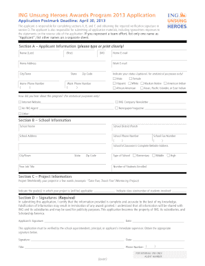 ING Unsung Heroes Awards Program 2013 Application