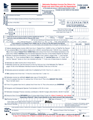 Nebraska Resident Income Tax Return Form 1040NS