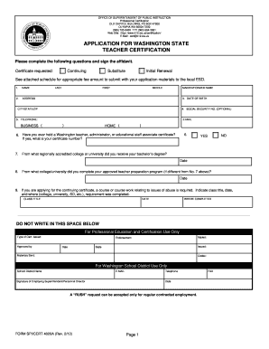 Washington State Teacher Renewal Application