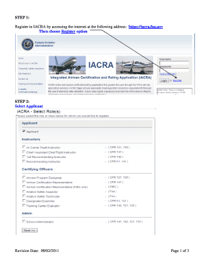 FAA IACRA Registration Form