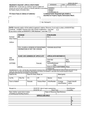 PROPERTY INQUIRY APPLICATION FORM TO (Insert Name ... - sro vic gov