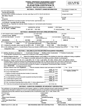 Federal Emergency Management Agency Elevation Certificate