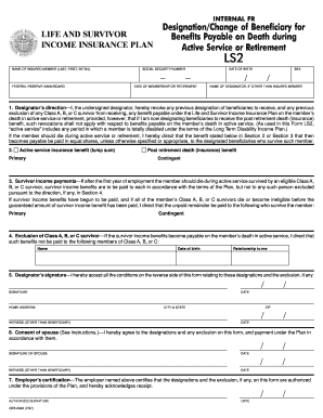 Life Survivor Income Insurance Plan Beneficiary Designation Form