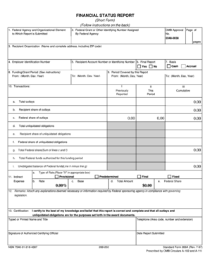 US Federal Financial Status Report