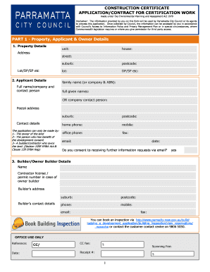 Construction Certificate Application Form - Parramatta City Council - parracity nsw gov