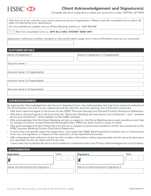 HSBC Client Acknowledgement and Signature Form