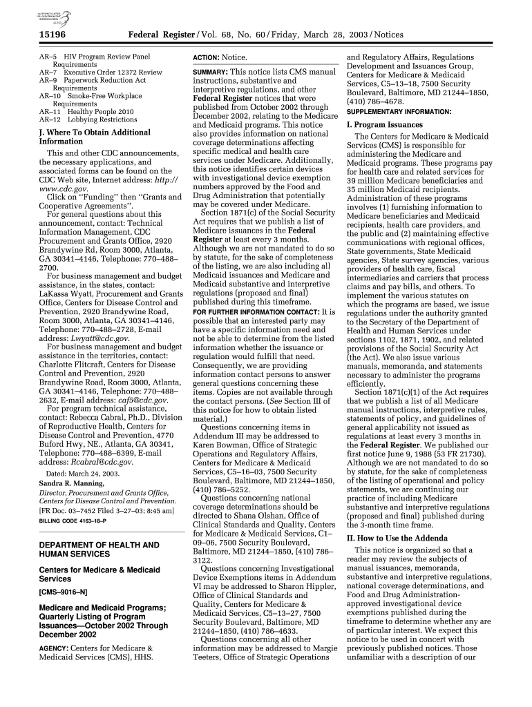 68 FR 15196 - Medicare and Medicaid Programs - U S Government - gpo Preview on Page 1