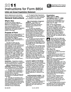 Instructions for Form 8854