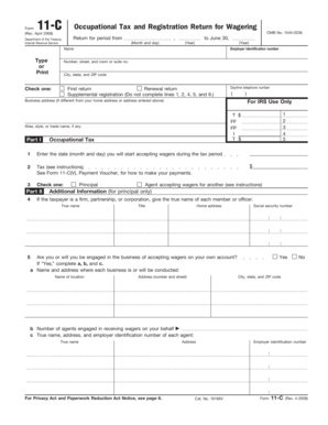 Form 11-C Occupational Tax and Registration Return for Wagering