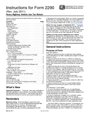 Instructions for Form 2290