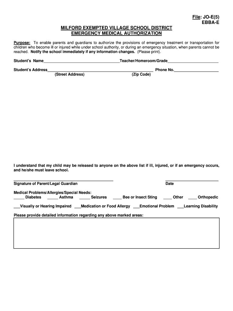 FORM - JO E(5) - Milford Band Boosters Preview on Page 1