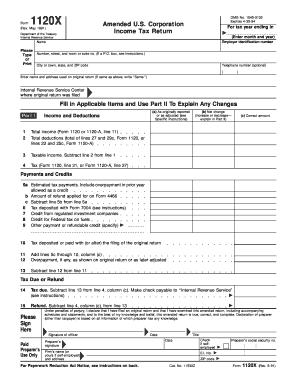 Form 1120X Amended US Corporation Income Tax Return