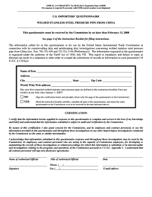 U.S. IMPORTERS' QUESTIONNAIRE WELDED STAINLESS STEEL ... - usitc