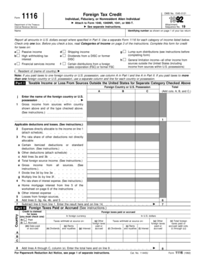 IRS Form 1116 Foreign Tax Credit