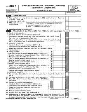 Form 8847 Credit for Contributions to Selected Community
