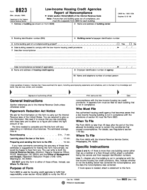 IRS Form 8823 Report of Noncompliance