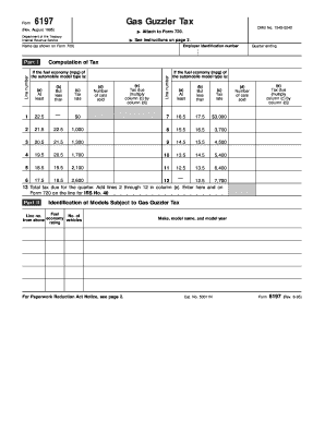 0895 Form 6197. Gas Guzzler Tax - irs