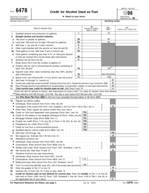 Form 6478 Credit for Alcohol Used as Fuel