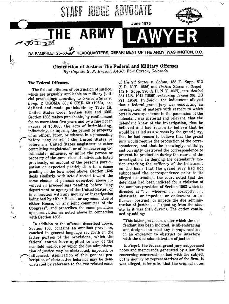 The Army Lawyer (Jun 75) TAL 25-50-30 (19750601) Preview on Page 1