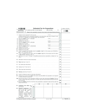 IRS Form 1120-W Worksheet