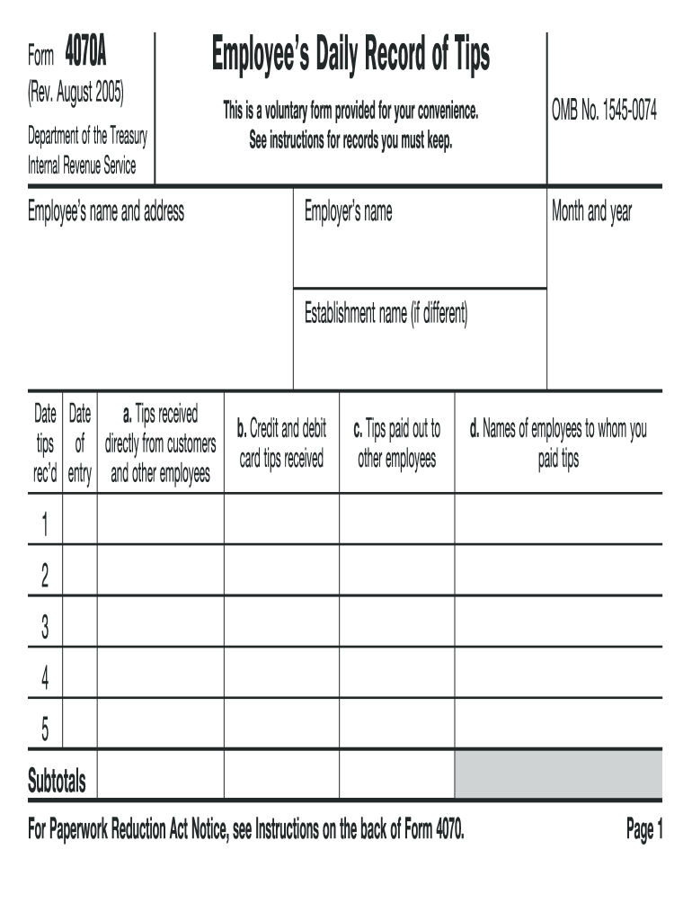 form 4070a Preview on Page 1