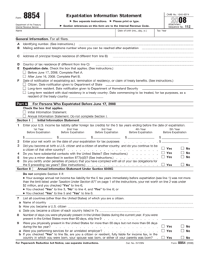 Expatriation Information Statement Form 8854
