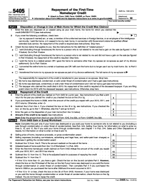 IRS Form 5405 Homebuyer Credit Repayment