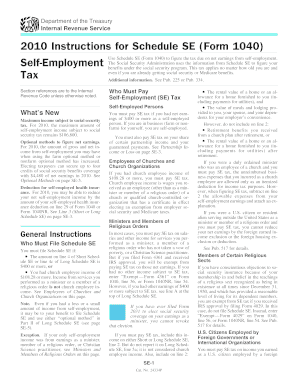 2010 Instructions for Schedule SE (Form 1040)