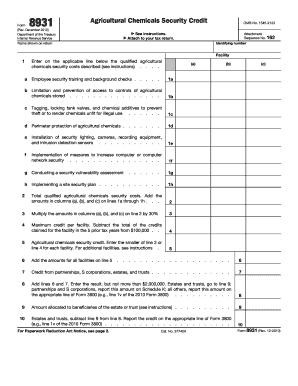 Agricultural Chemicals Security Credit Form 8931