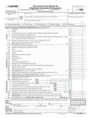 Form 1120-RIC US Income Tax Return