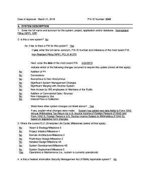 IRS Nonresident Filing PIA Update