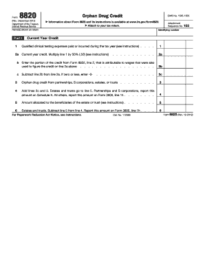 Form 8820 Orphan Drug Credit