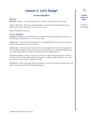 K w l chart pdf - Lesson 2: Let's Design - NASA - nasa