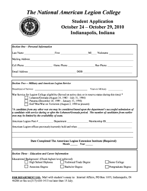 Fillable Online legion 2002 Student Application - The American Legion ...