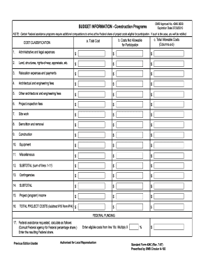 Construction Programs Budget Information