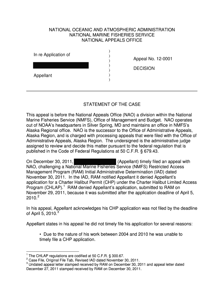 Decision 12-0001 - National Marine Fisheries Service - NOAA - nmfs noaa ...