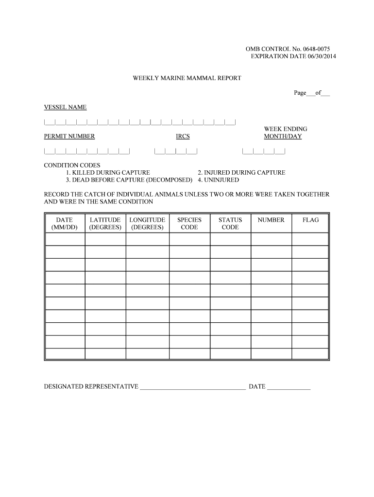 Weekly Marine Mammal Report( Preview on Page 1