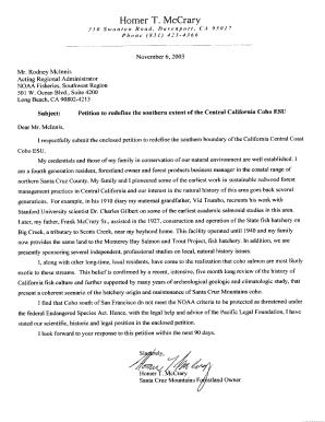 Example clemency letter to governor - coho NMFS petition.doc - nmfs noaa