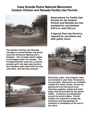 Casa Grande Ruins National Monument Outdoor Kitchen and Ramada Facility Use Permits