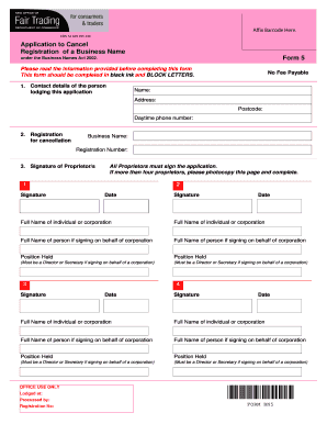 Business Name Cancellation Form