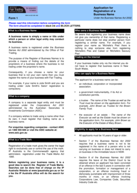 Business Name Registration Form 1