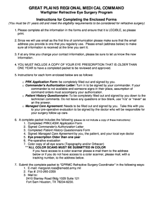 Warfighter Refractive Eye Surgery Program Application