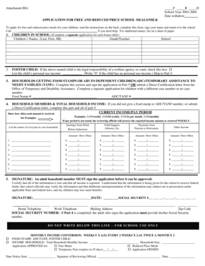 US School Meals Application Form