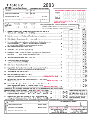 Ohio IT 1040EZ 2003