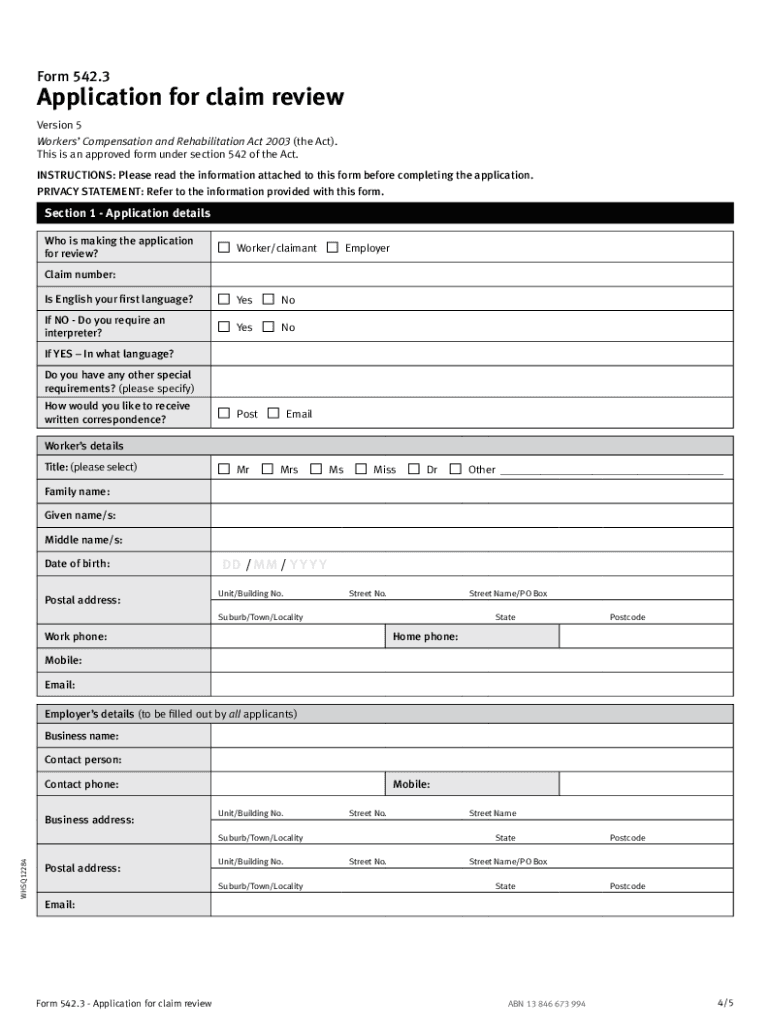 claim review form 542 3 Preview on Page 1