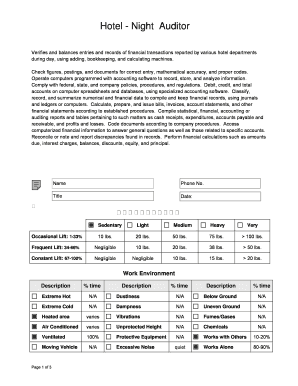 Worksite Job Analysis Form