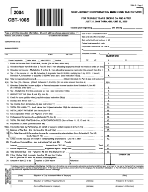 New Jersey Corporation Business Tax Return
