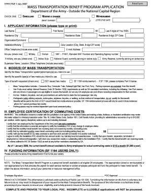 Mass Transportation Benefit Program Application