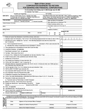 New Jersey Corporation Business Tax Return